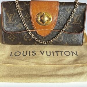 💯Authentic Louis Vuitton Monogram Vachetta Leather Boetie Sarah Wallet Dust Bag